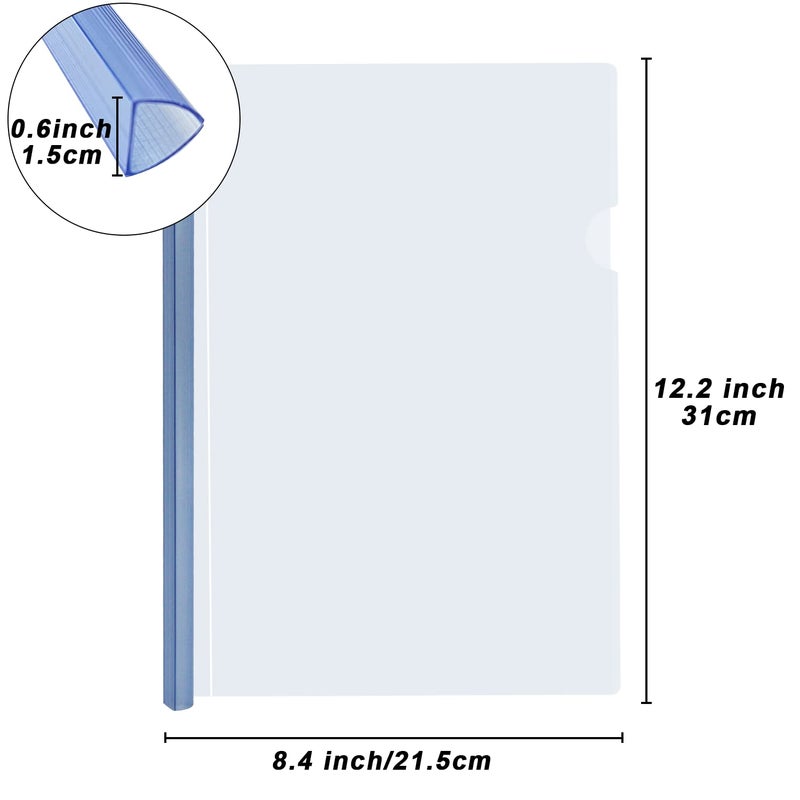 Ysenchan 10 Pack Clear Report Covers A4 Size with Sliding Bars, 15mm Presentation File folders Binder, 130 Sheet Capacity, 5 Assorted Colors - Image 2